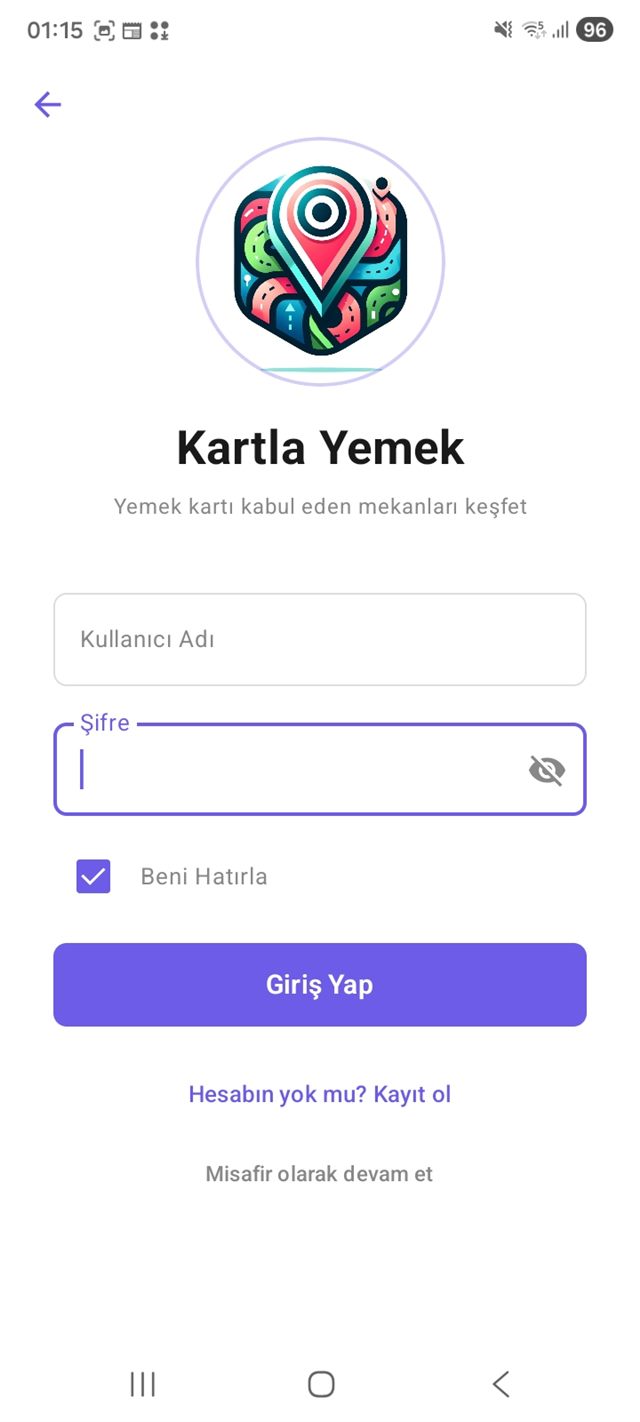 Kartla Yemek uygulama ekranı 15