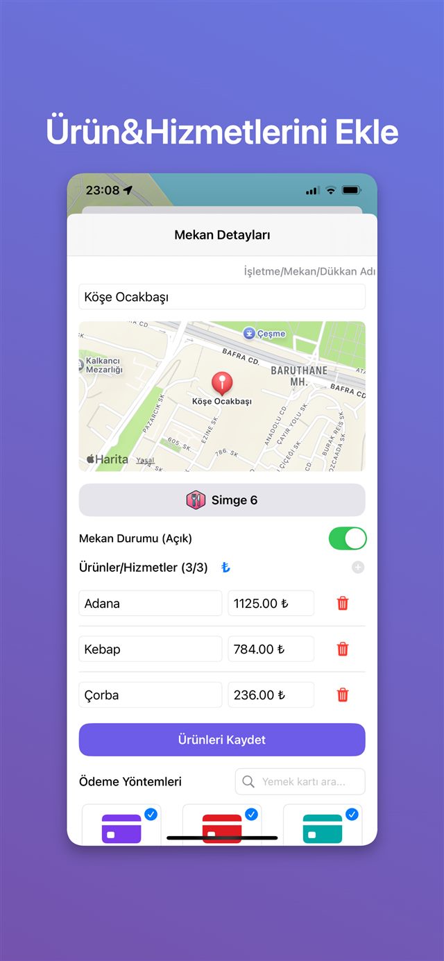 Kartla Yemek uygulama ekranı 4